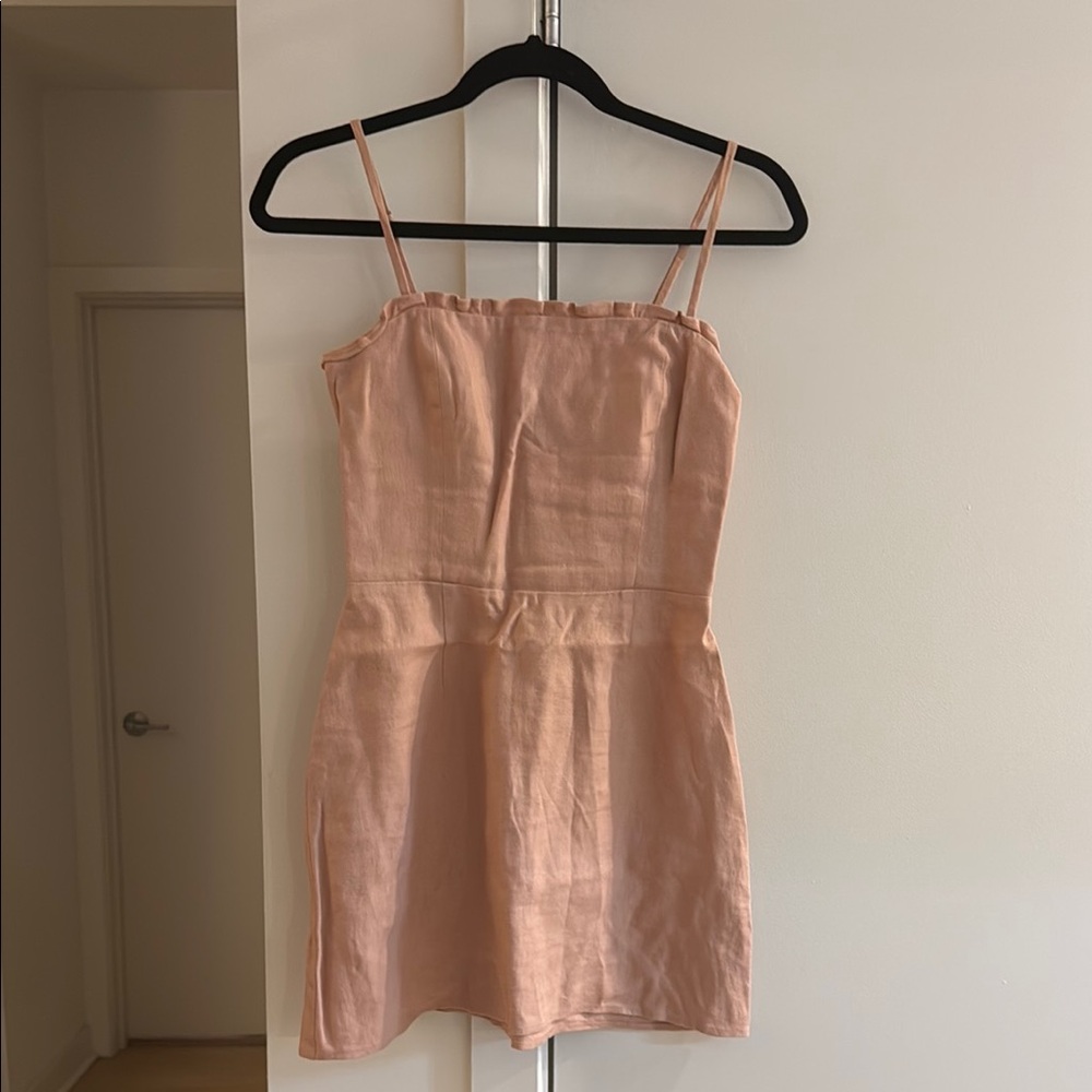 Reformation Pink Linen Sundress with Spaghetti Straps